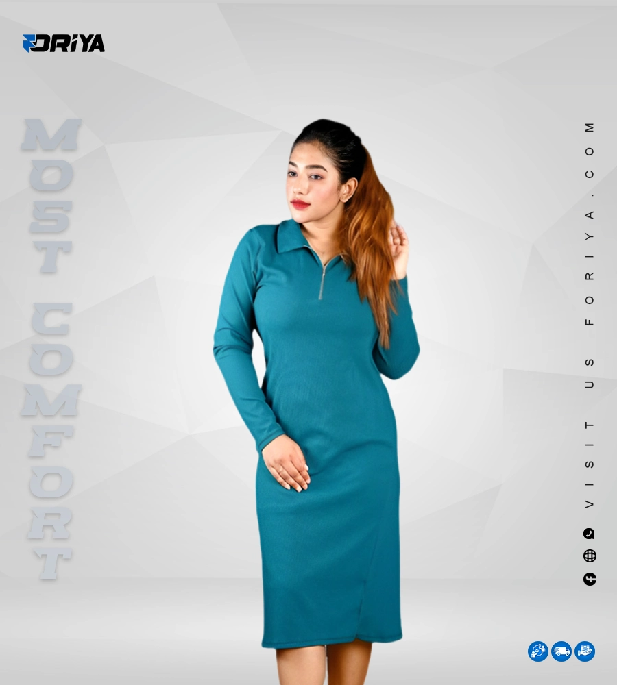 Long Sleeve Zip Front Dress